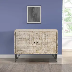 40 Inch Farmhouse Sideboard Cabinet Console, 2 Doors, Iron Legs, Brown By Casagear Home