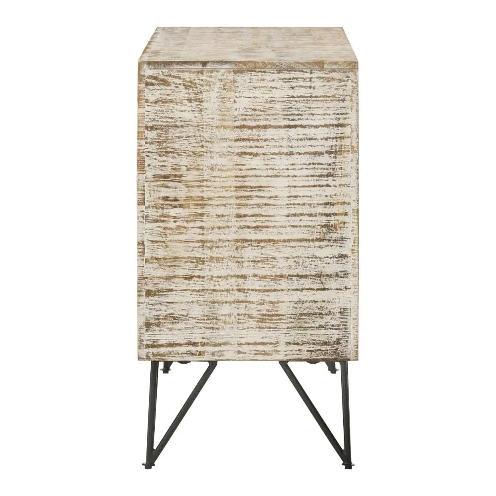 40 Inch Farmhouse Sideboard Cabinet Console, 2 Doors, Iron Legs, Brown By Casagear Home