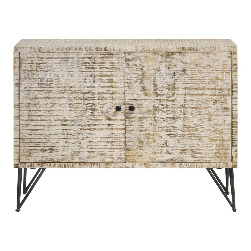 40 Inch Farmhouse Sideboard Cabinet Console, 2 Doors, Iron Legs, Brown By Casagear Home