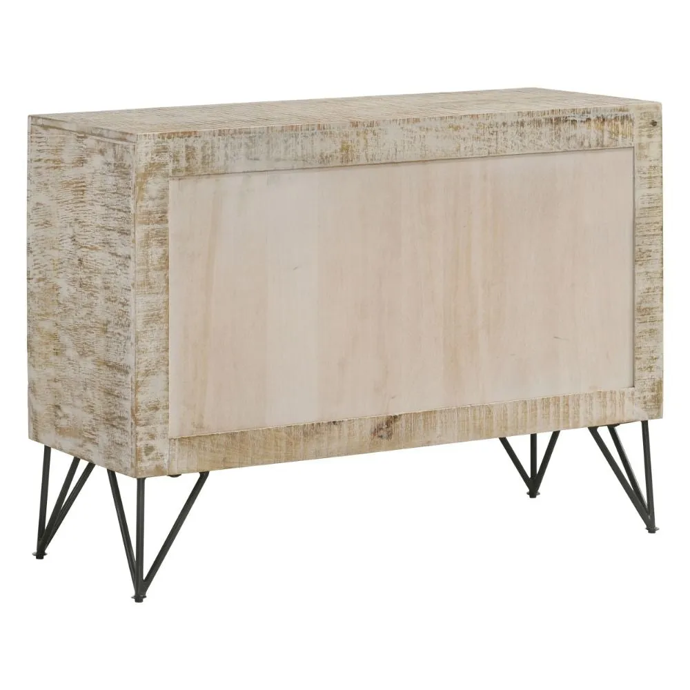 40 Inch Farmhouse Sideboard Cabinet Console, 2 Doors, Iron Legs, Brown By Casagear Home