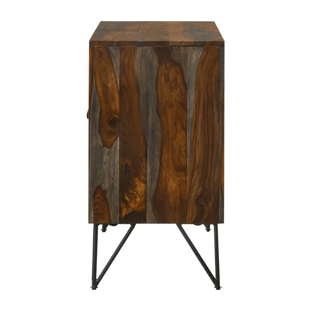 40 Inch Rustic Sideboard Cabinet Console, 2 Doors, Brown and Smooth Gray By Casagear Home