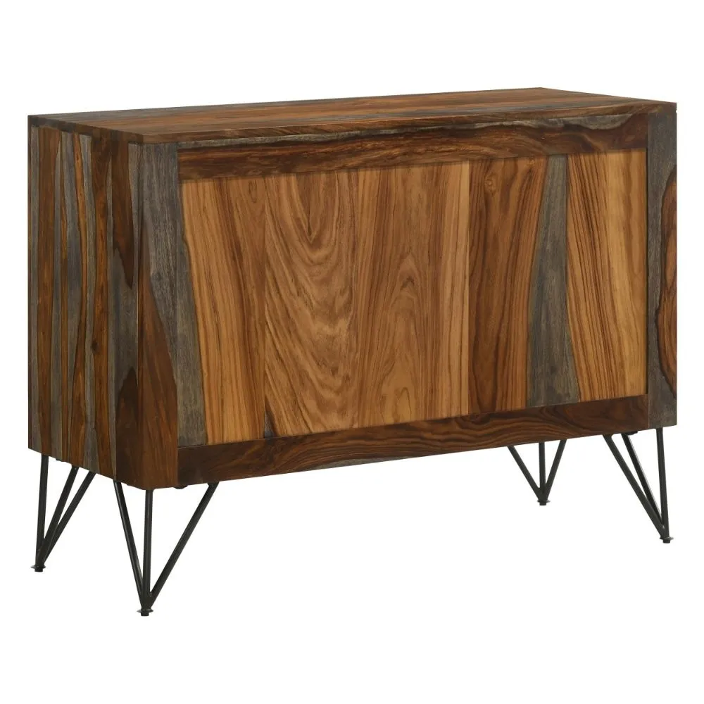 40 Inch Rustic Sideboard Cabinet Console, 2 Doors, Brown and Smooth Gray By Casagear Home