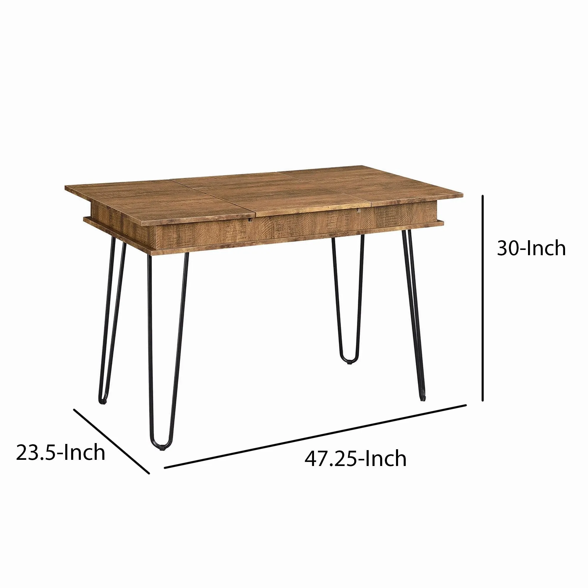 47" Lift-Top Storage Writing Desk with USB Port, Brown