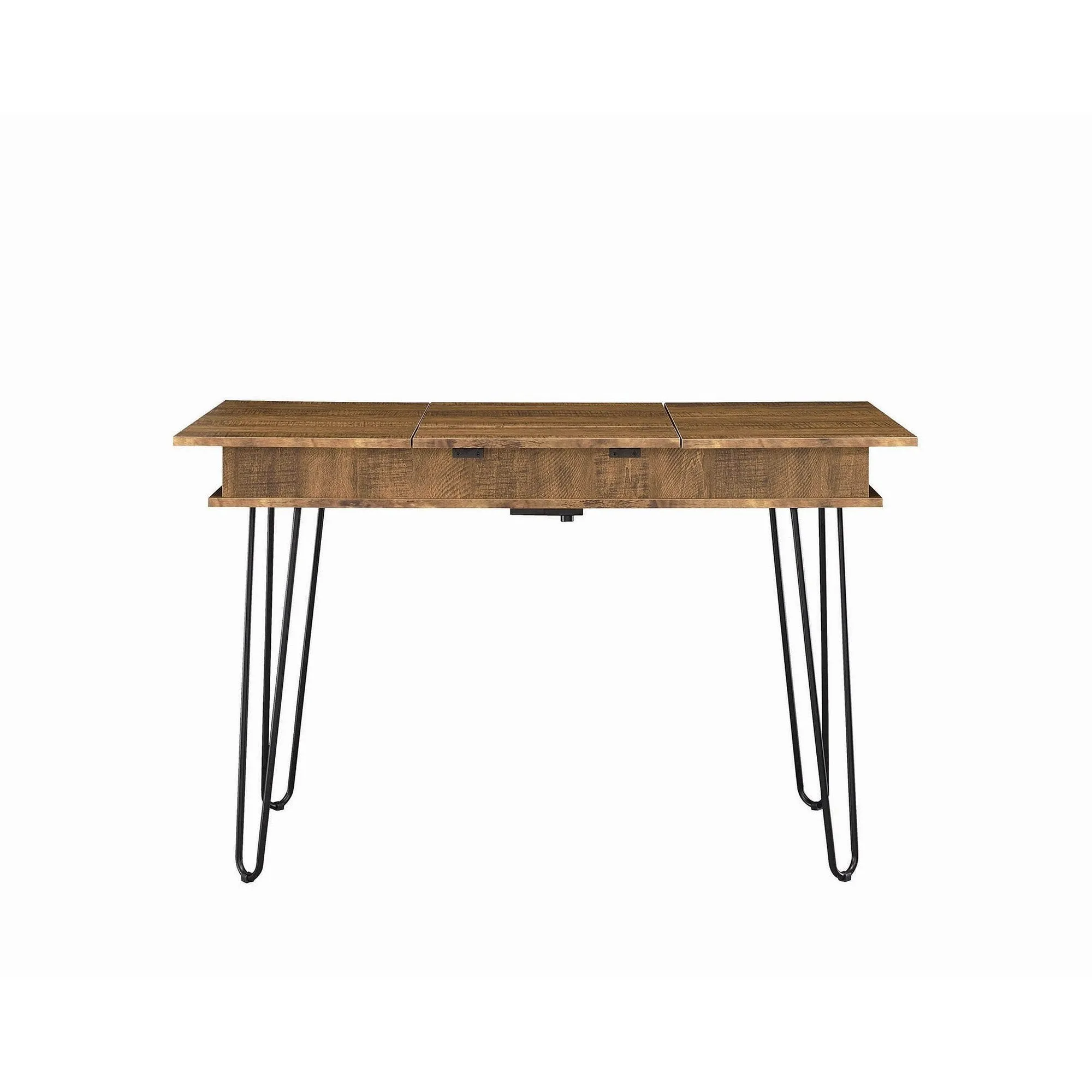 47" Lift-Top Storage Writing Desk with USB Port, Brown