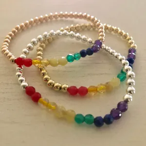 4mm Stackable Rainbow Beaded Bracelet