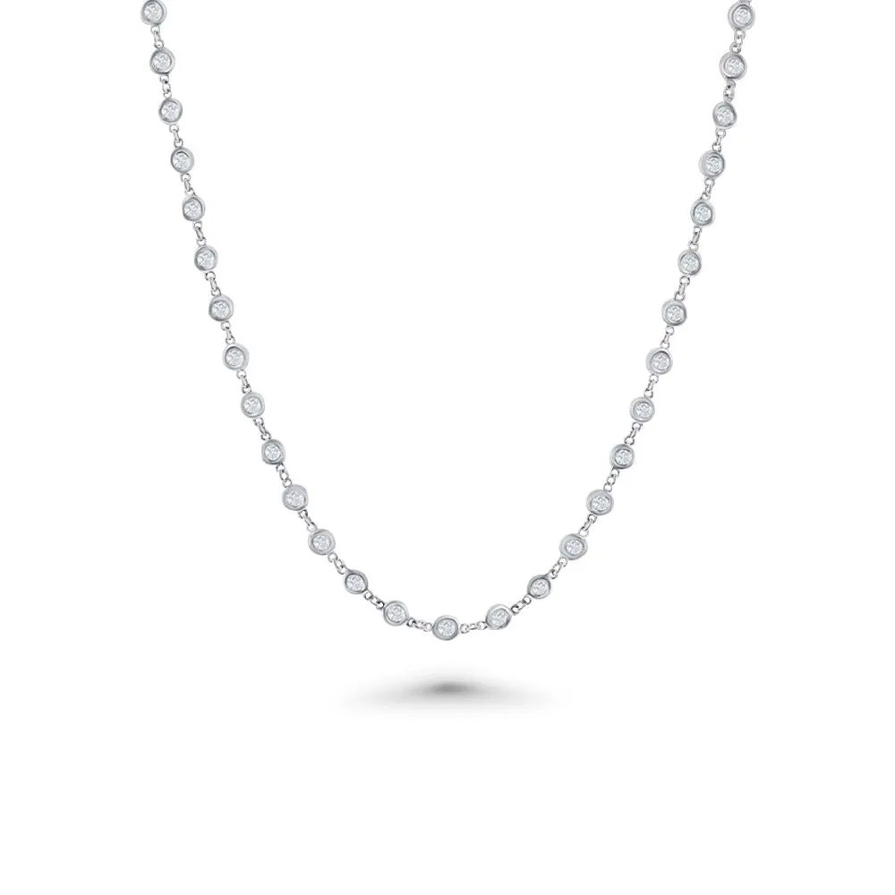 66 Stone Diamond By The Yard Necklace, Bezel Set Diamond Station Necklace (3.00 ct.) in 14K Gold