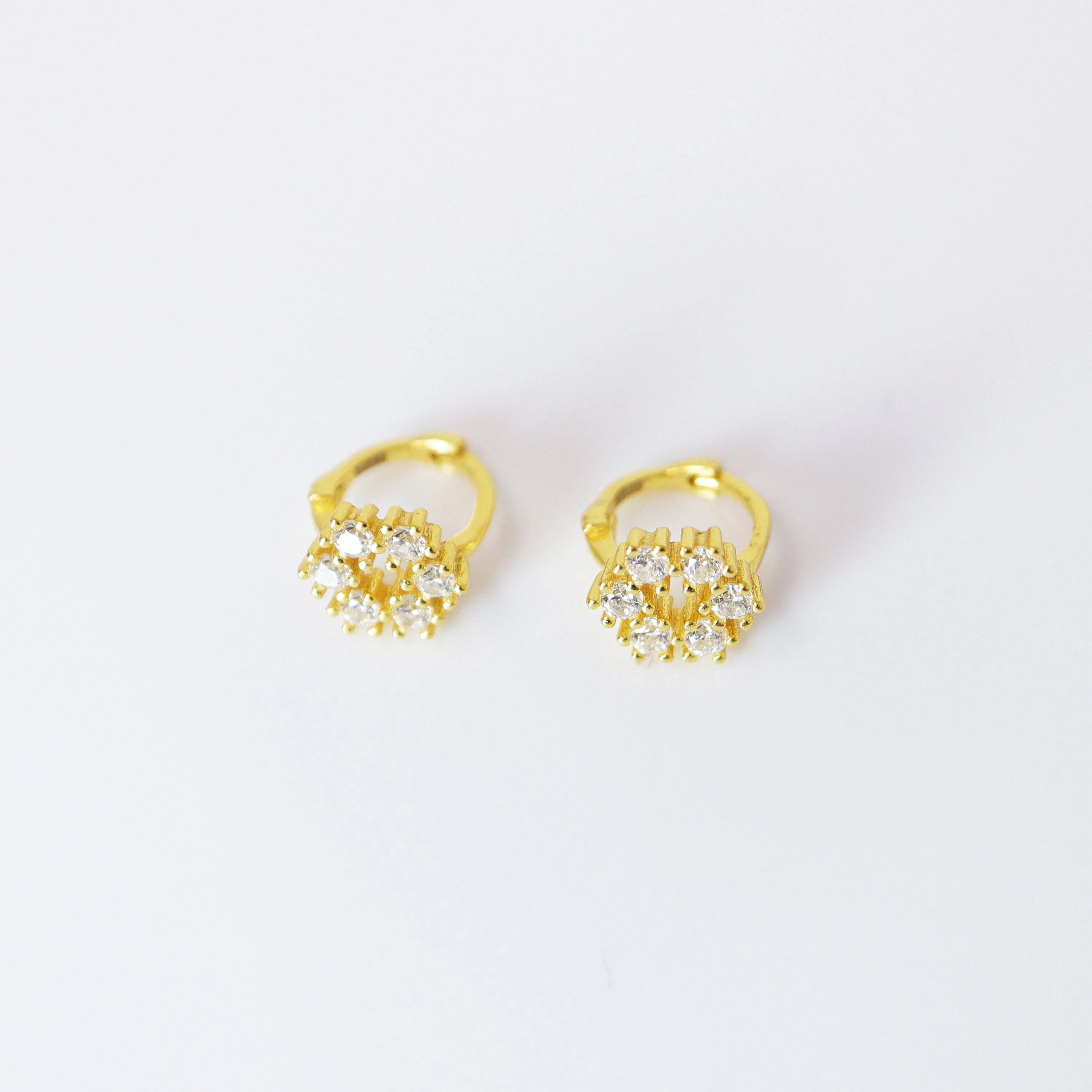 6mm Swarovski Crystal 14k Gold And Sterling Silver Floral Cartilage Hoop Earrings, Statement Earrings, Upper Helix Hoop Earrings.