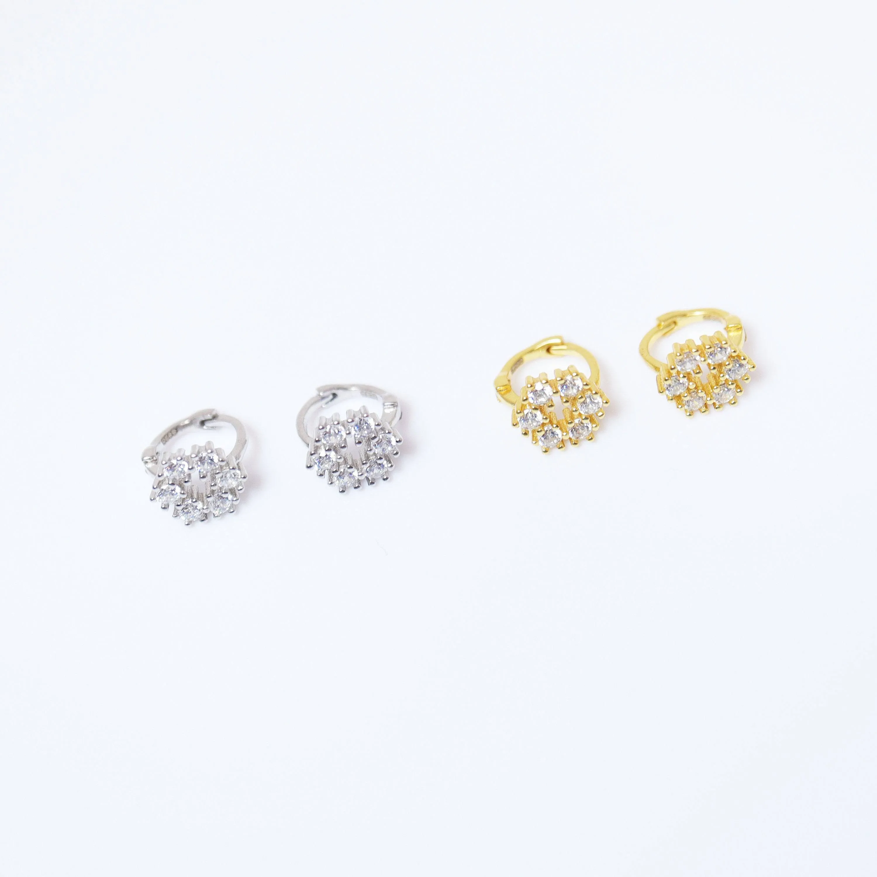 6mm Swarovski Crystal 14k Gold And Sterling Silver Floral Cartilage Hoop Earrings, Statement Earrings, Upper Helix Hoop Earrings.