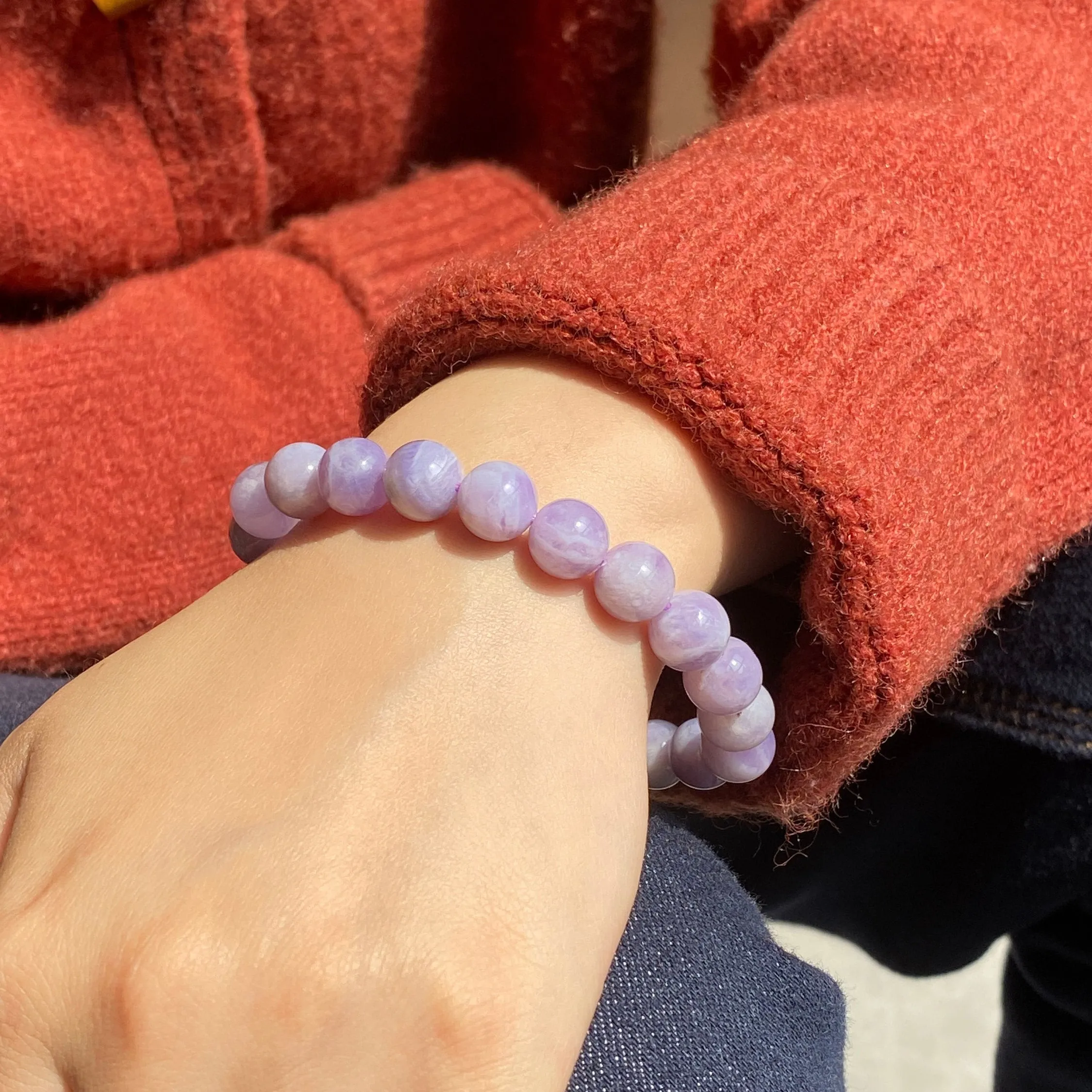 8mm/ 10mm Quality Cream Amethyst Natural Stone Bracelet, Round beads Energy Gemstone Loose Beads DIY Jewelry Making Design for Bracelet