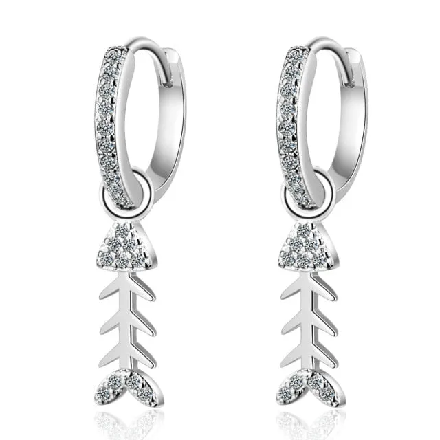 925 Scuba Sterling Silver Fish Bone Earrings
