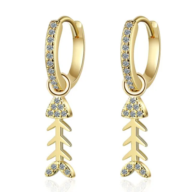 925 Scuba Sterling Silver Fish Bone Earrings