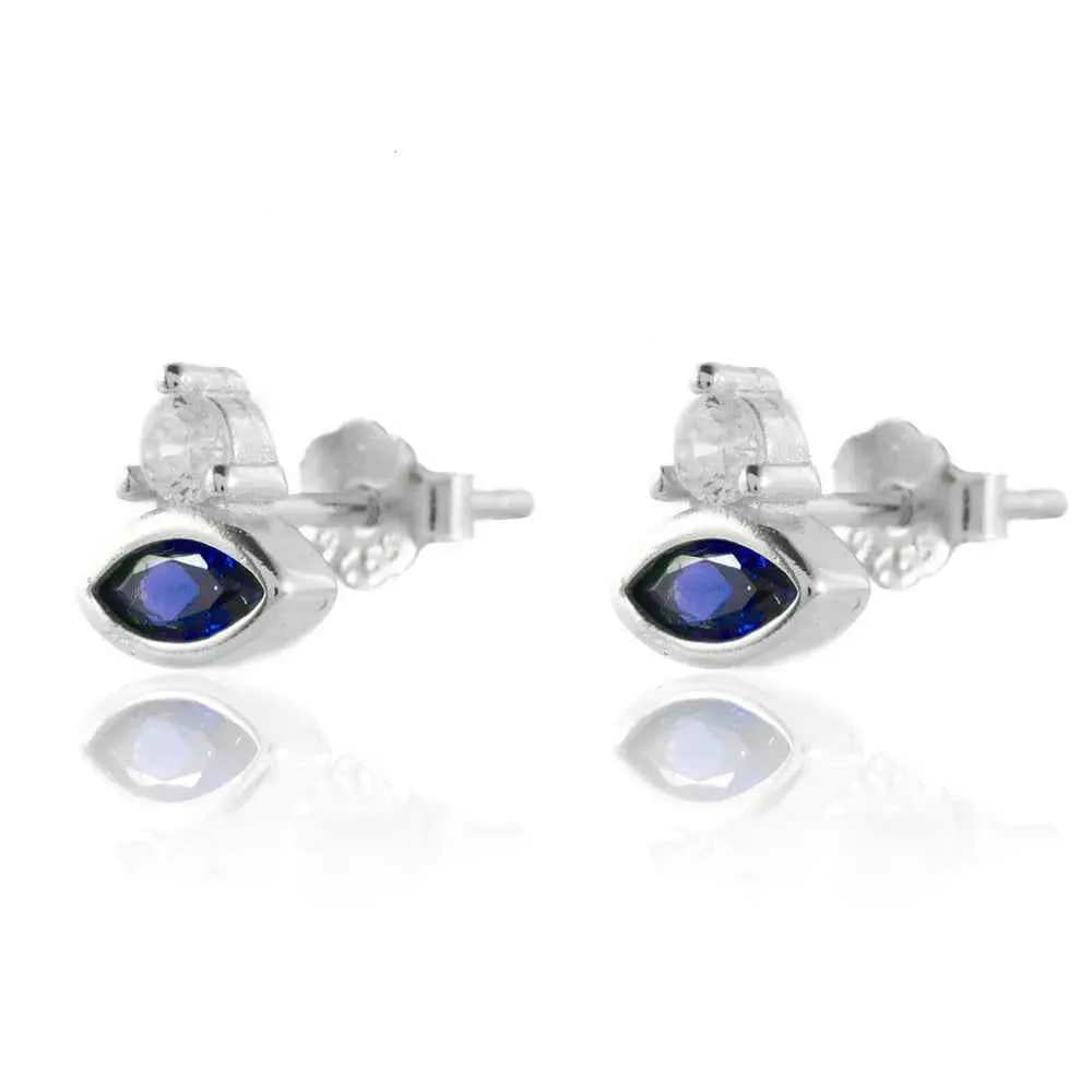 925 Sterling Silver 18k Gold Plated Hoop Earrings Charm Jewelry Set - Dark Blue Zircon - TSJ154