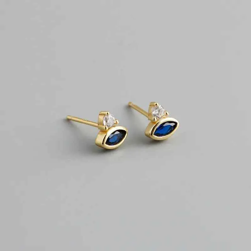 925 Sterling Silver 18k Gold Plated Hoop Earrings Charm Jewelry Set - Dark Blue Zircon - TSJ154
