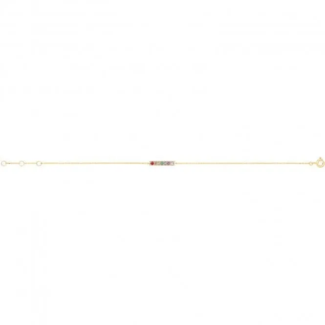 9ct Yellow Gold Rainbow Bar Chain Bracelet