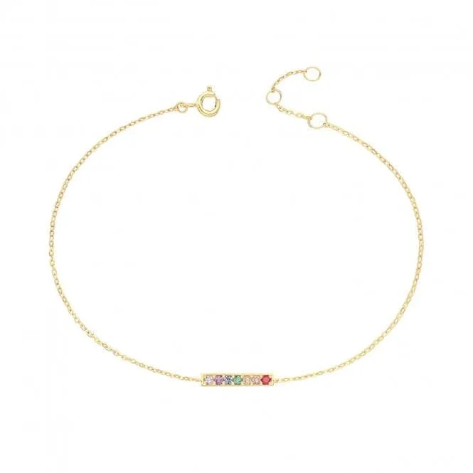 9ct Yellow Gold Rainbow Bar Chain Bracelet