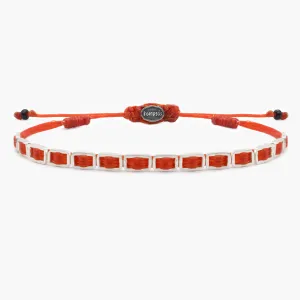 Adjustable Bracelet With Handmade Sterling Silver Beads (Red)