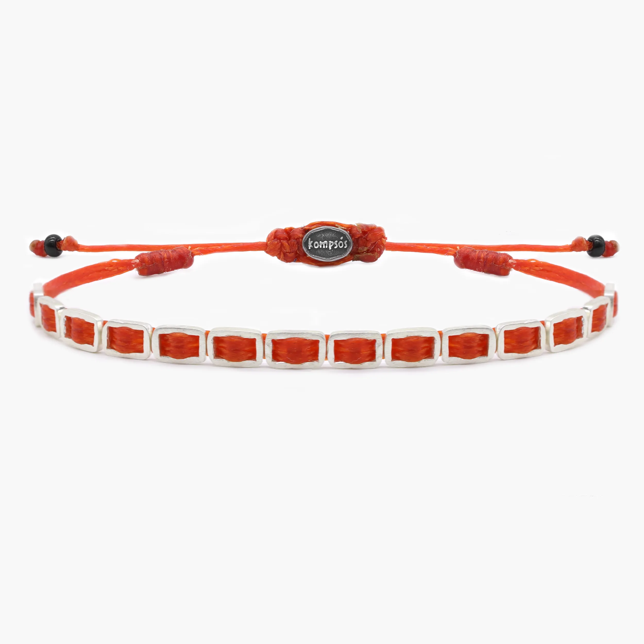 Adjustable Bracelet With Handmade Sterling Silver Beads (Red)