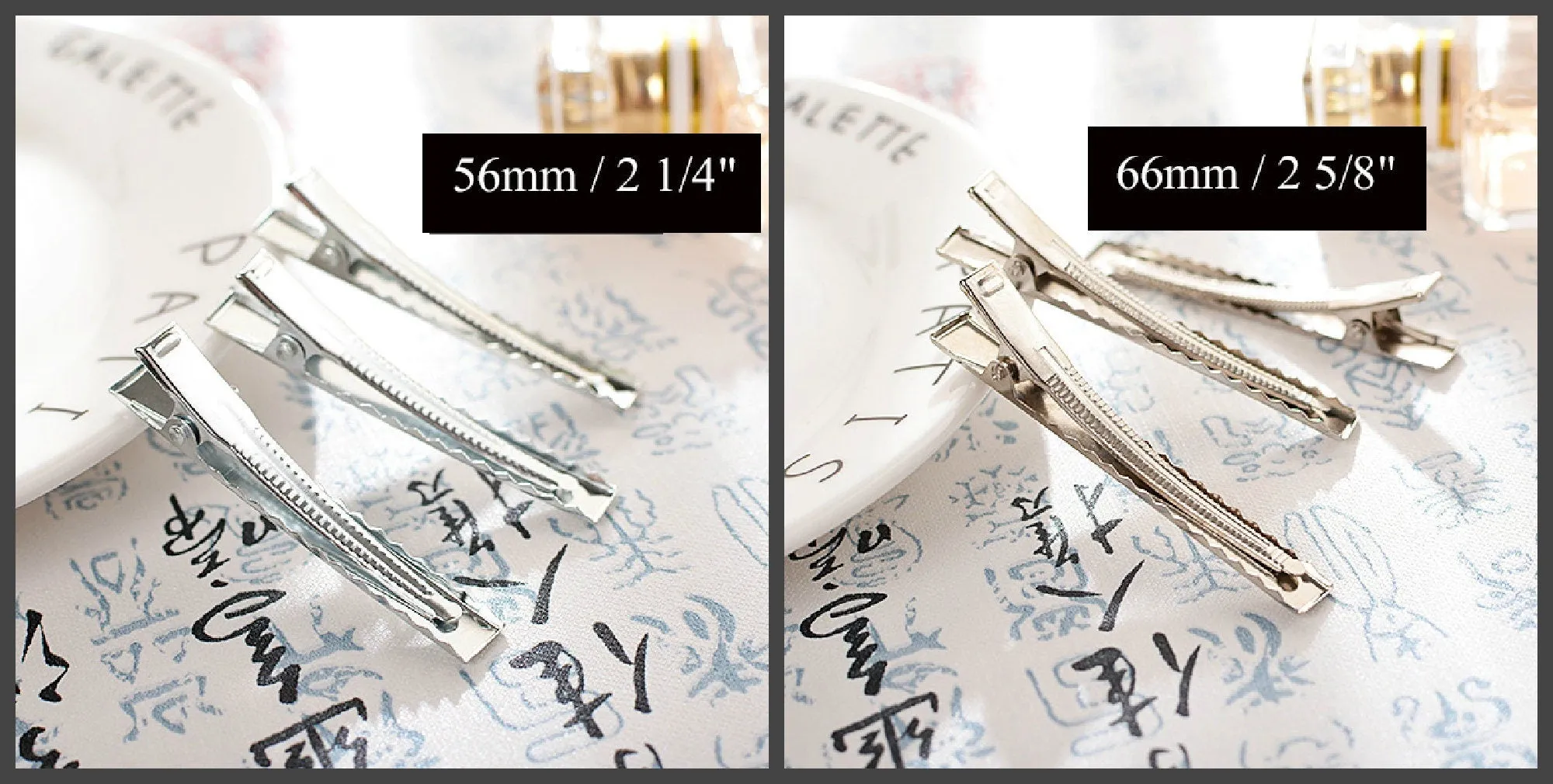 Alligator Clip Hairpin 24 32 41 46 56 66 77 97 mm Silver Tone Flat Square Single Prong Pinch DIY Barrette Teeth Hair Accessory Blank Supply