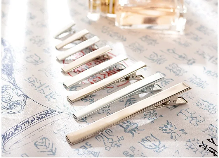Alligator Clip Hairpin 24 32 41 46 56 66 77 97 mm Silver Tone Flat Square Single Prong Pinch DIY Barrette Teeth Hair Accessory Blank Supply
