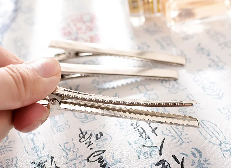 Alligator Clip Hairpin 24 32 41 46 56 66 77 97 mm Silver Tone Flat Square Single Prong Pinch DIY Barrette Teeth Hair Accessory Blank Supply