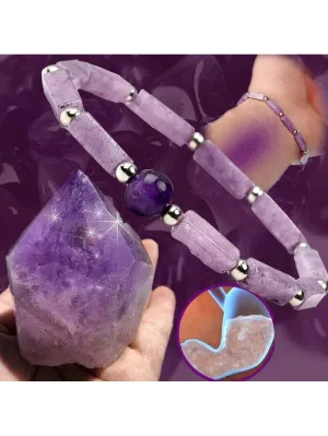 Amethyst Bracelet Stone Beads for Waterproof Yoga Bracelet for Women