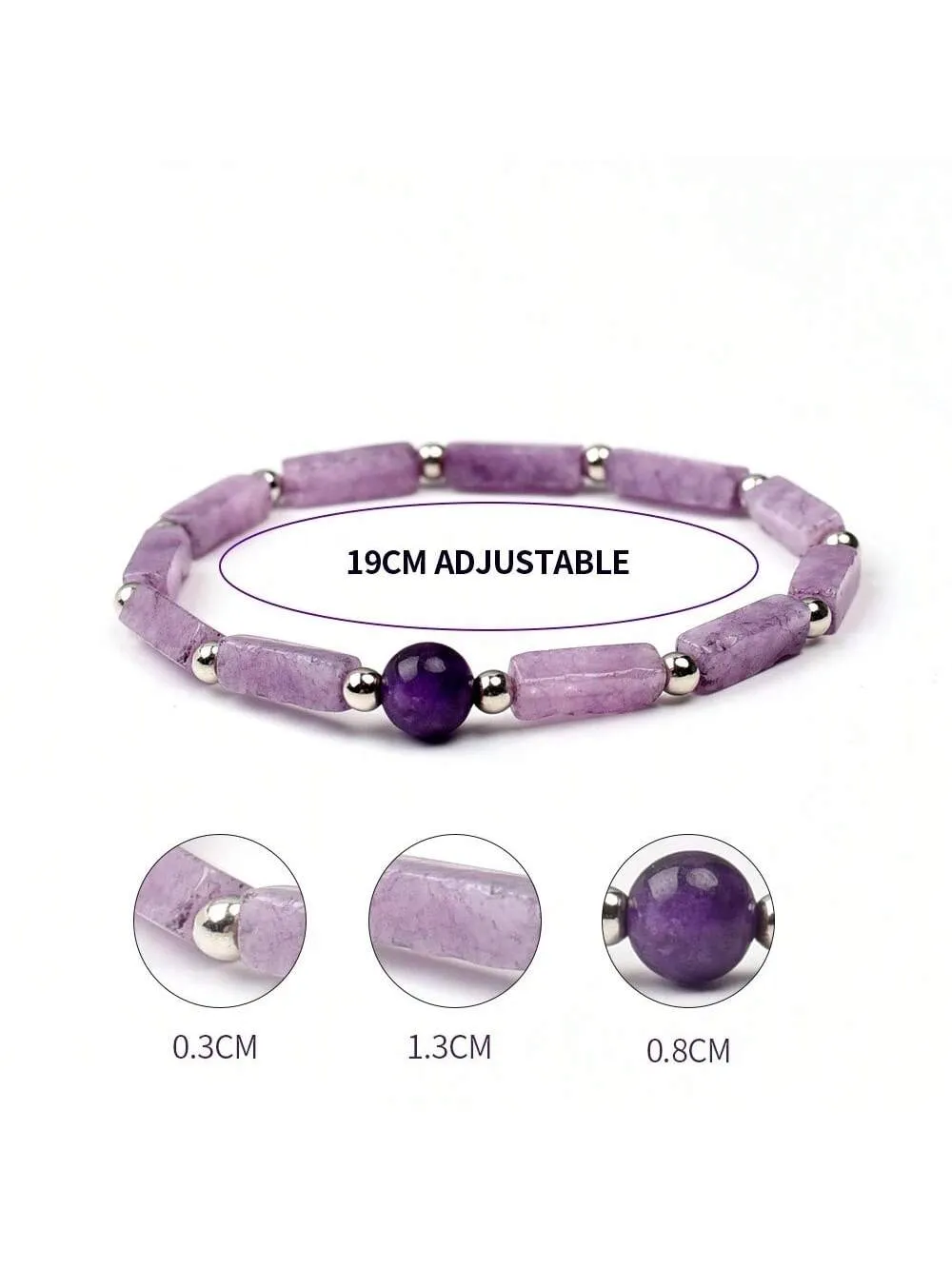 Amethyst Bracelet Stone Beads for Waterproof Yoga Bracelet for Women