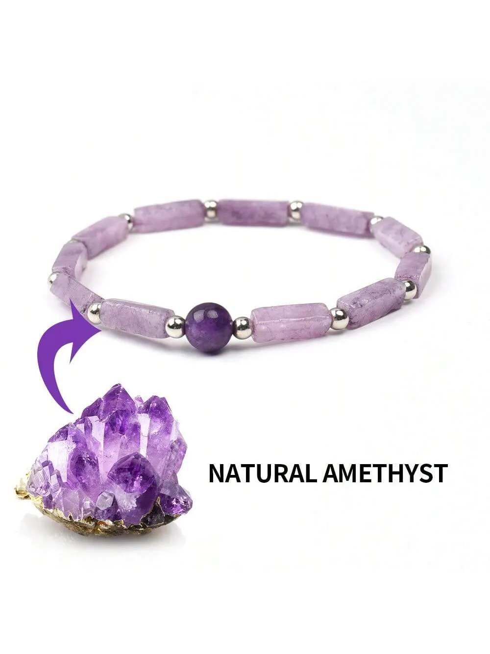 Amethyst Bracelet Stone Beads for Waterproof Yoga Bracelet for Women