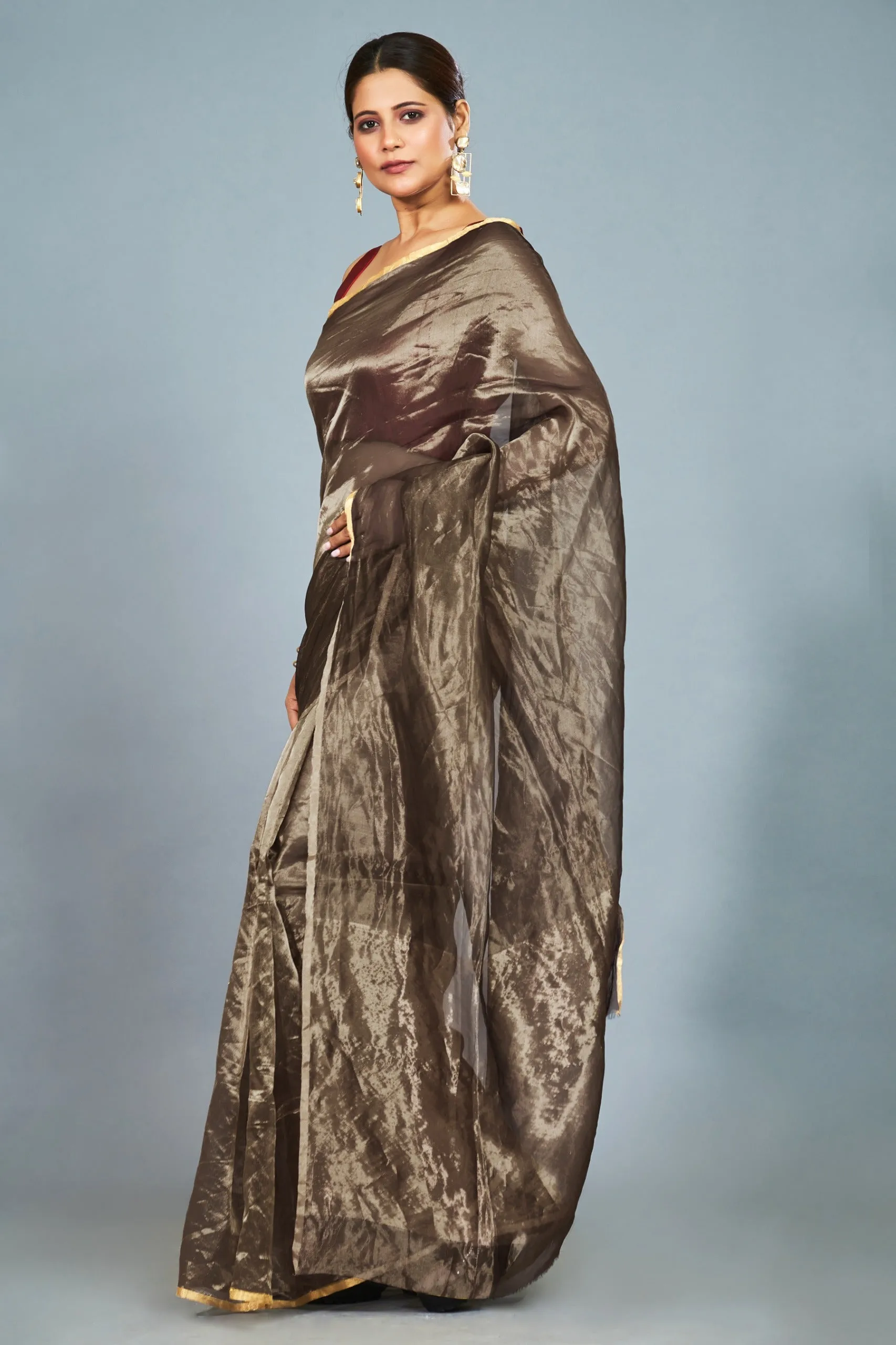 Antique gold tissue saree