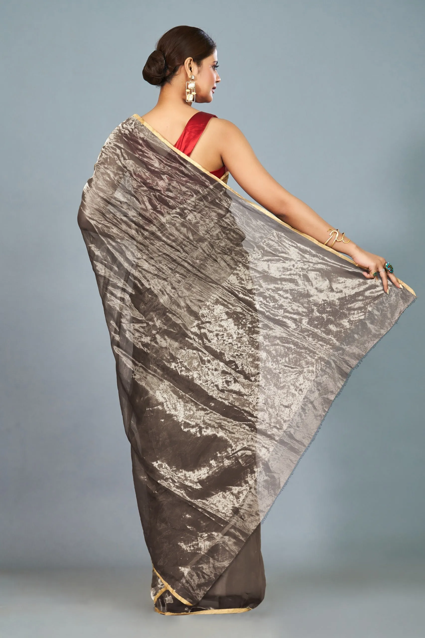 Antique gold tissue saree
