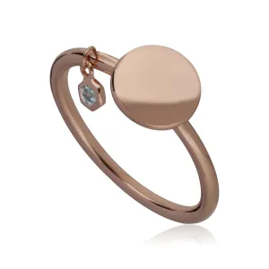 Aquamarin Gravur Ring in Rose Vergoldetem Sterling Silber