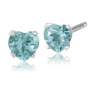 Aquamarin Ohrringe, 9 Karat Weiss Gold 0.42ct Karat AQUAMARIN 4 Klaue Satz Herz Ohrstecker 4x4mm