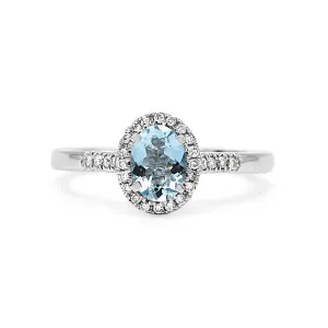 Aquamarine & Diamond Ring - 18ct White Gold
