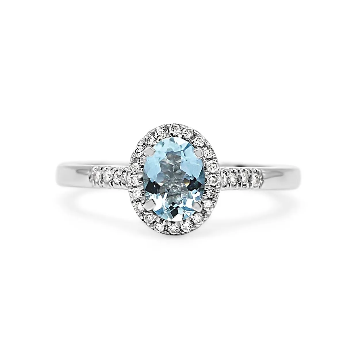 Aquamarine & Diamond Ring - 18ct White Gold