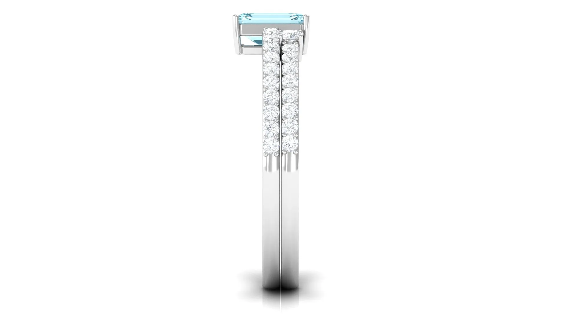 Aquamarine and Diamond Solitaire Ring Set in Prong Setting