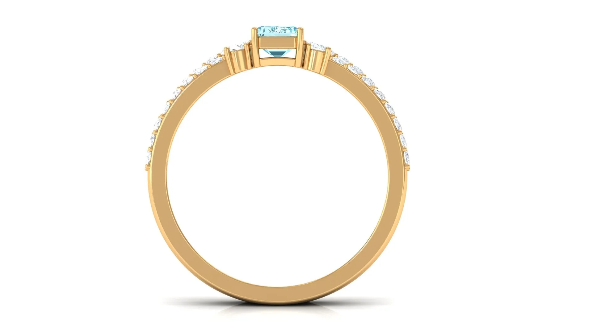 Aquamarine and Diamond Solitaire Ring Set in Prong Setting