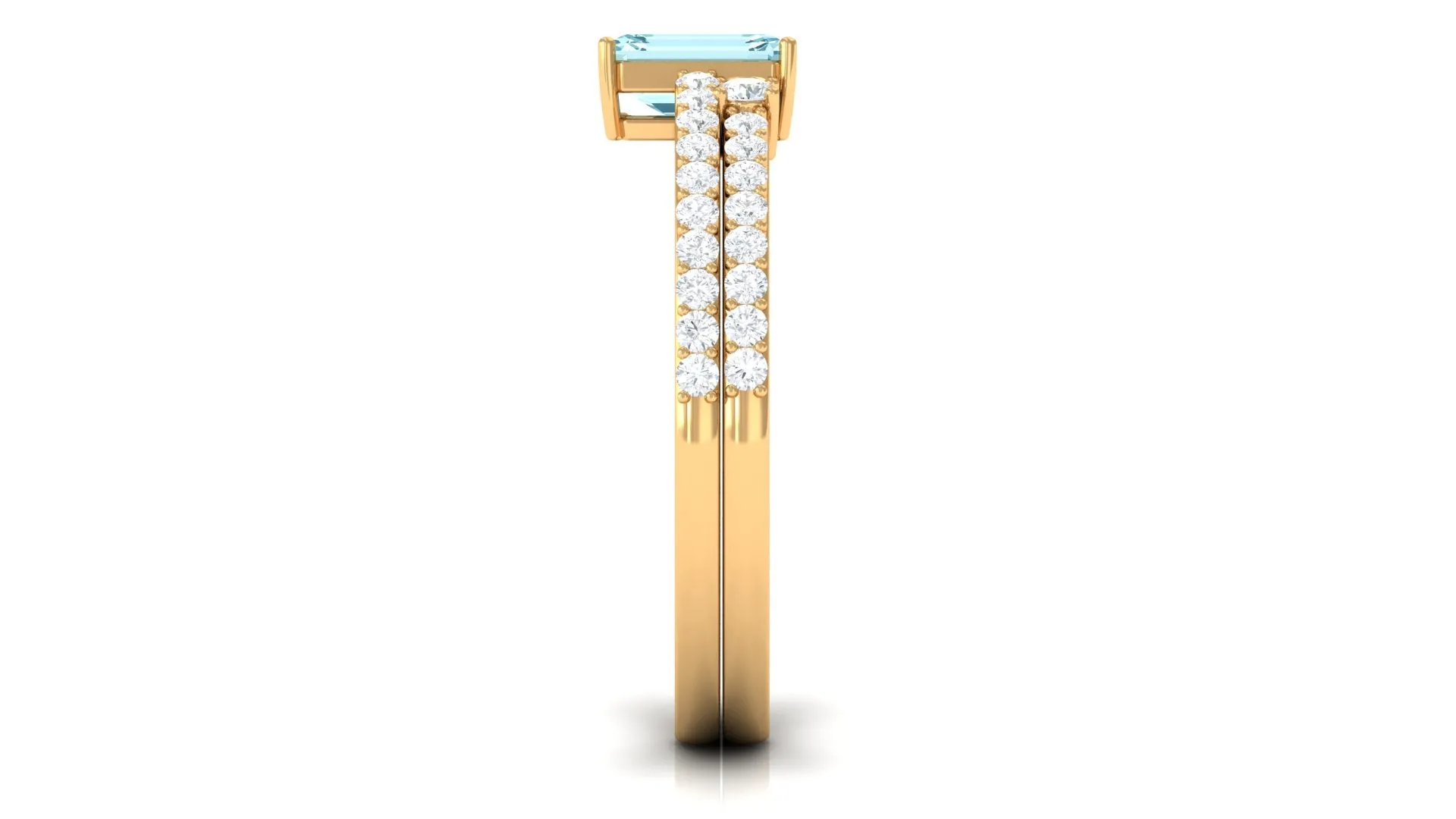Aquamarine and Diamond Solitaire Ring Set in Prong Setting