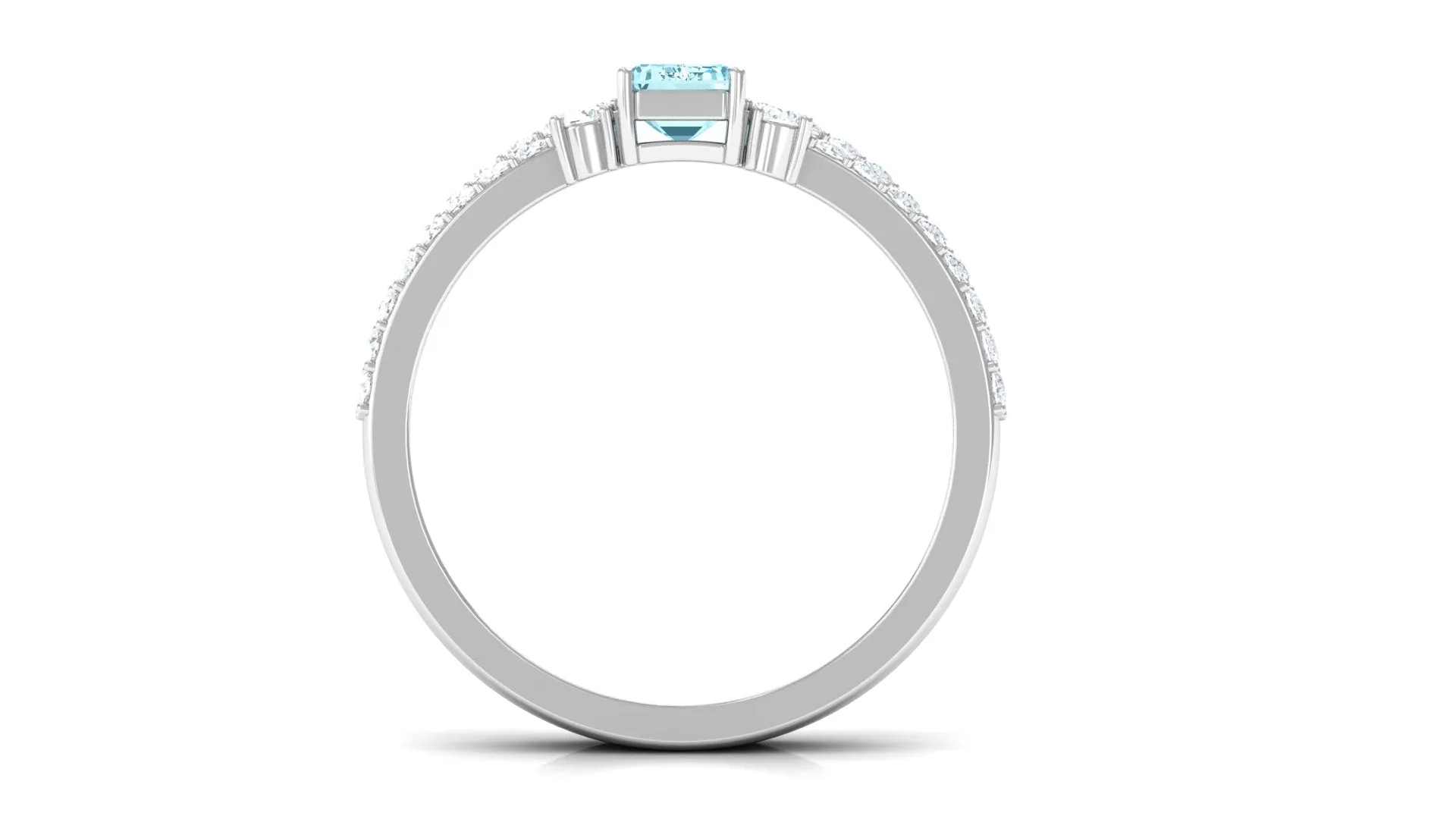 Aquamarine and Diamond Solitaire Ring Set in Prong Setting