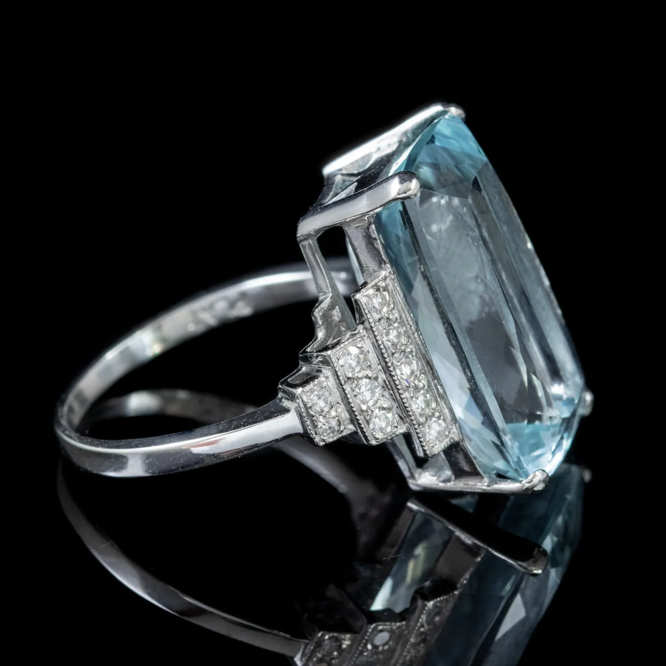 Aquamarine Diamond Cocktail Ring 15Ct Aqua Platinum