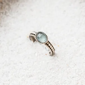Aquamarine East-West Ring on Beaded Band