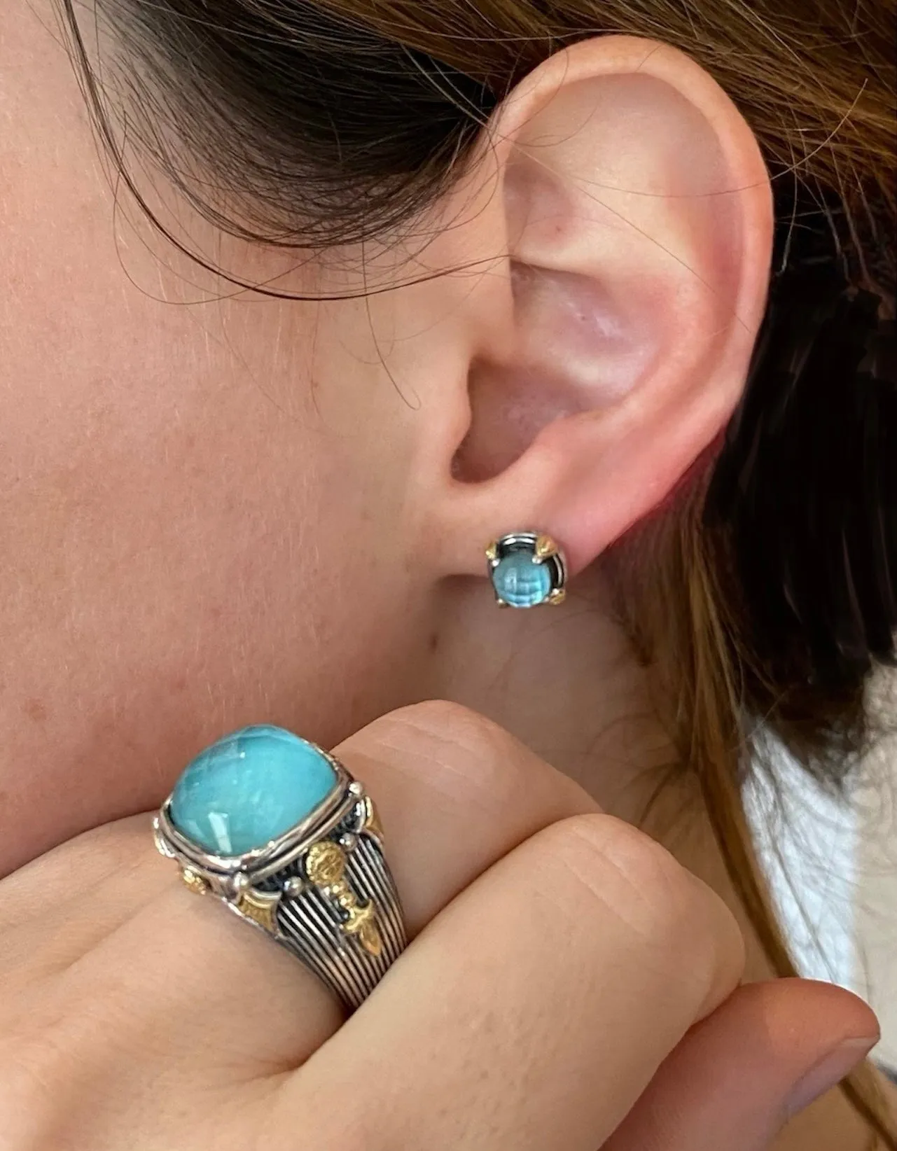 Aquamarine Mixed Metal Ring