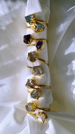 Aquamarine Raw Stone Wrap Ring