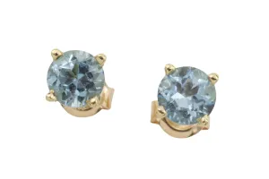 Aquamarine studs in 14 carat gold