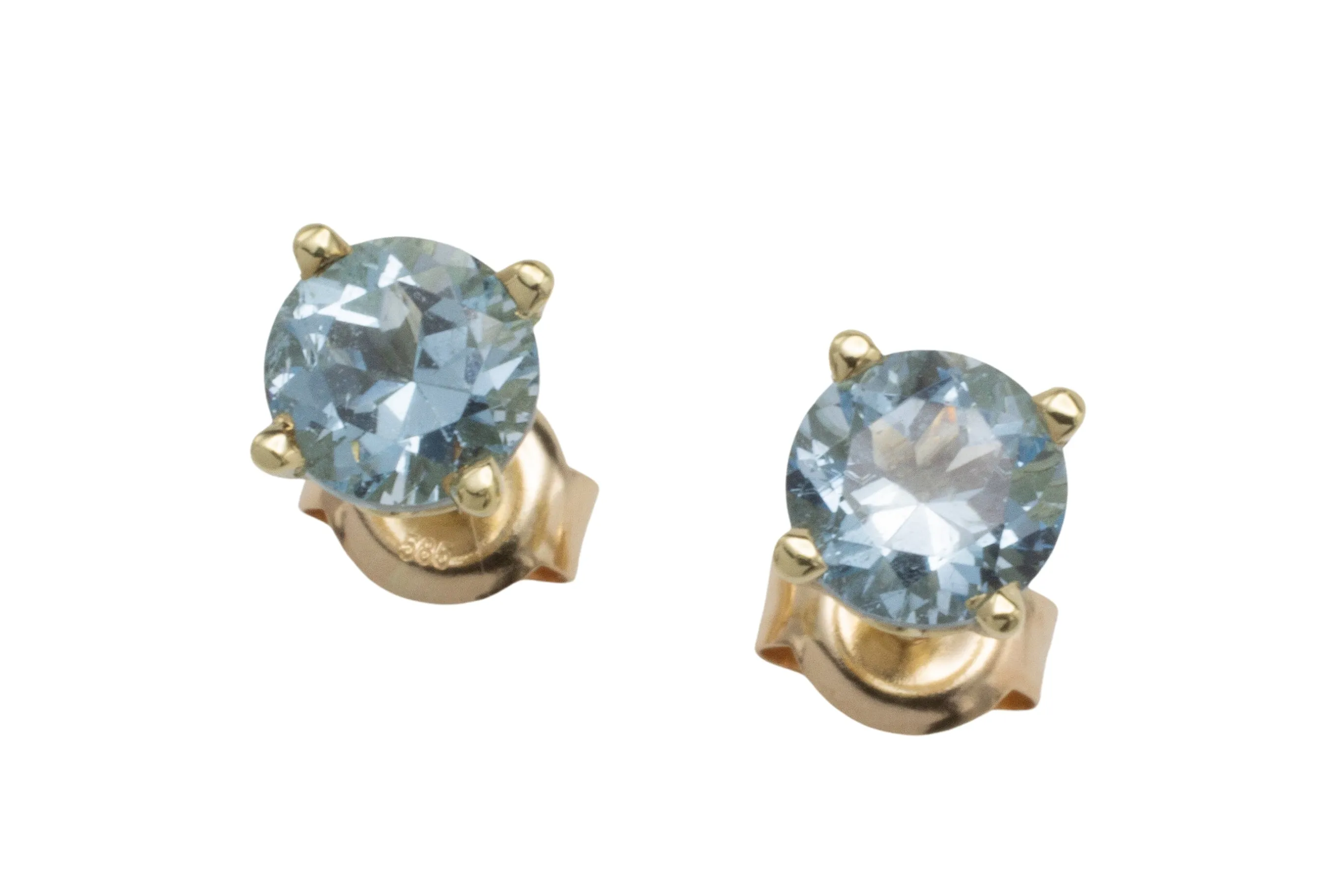 Aquamarine studs in 14 carat gold