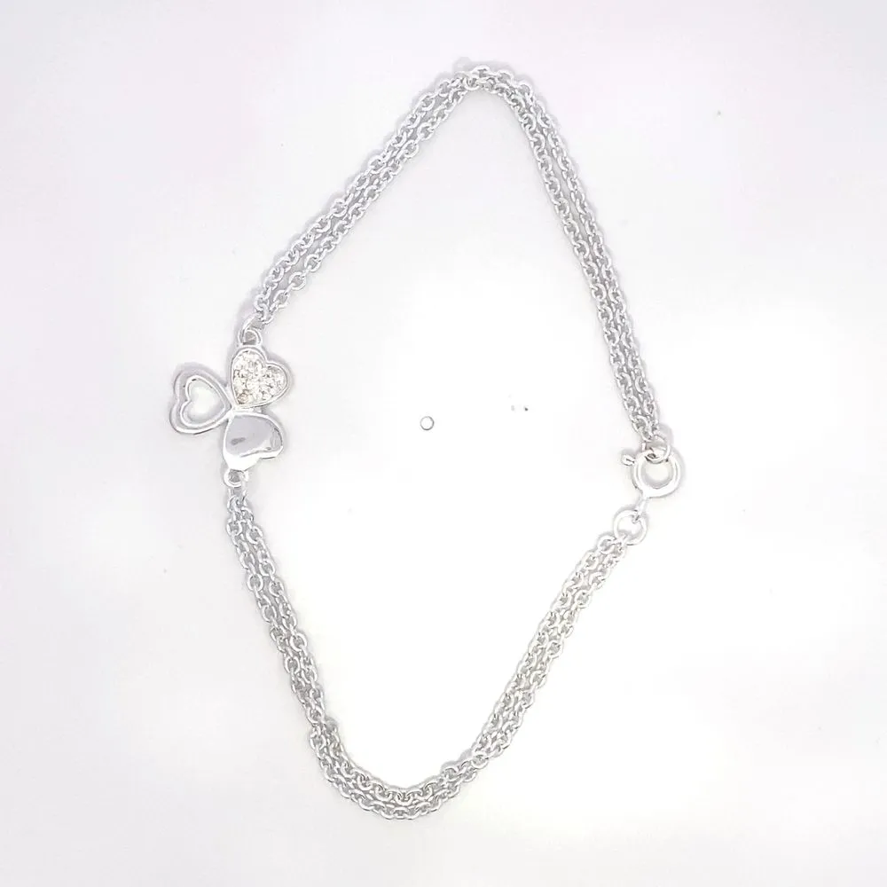 B5129 DBL CHAIN W/CZ/OPEN CLOVER SB 5.1G