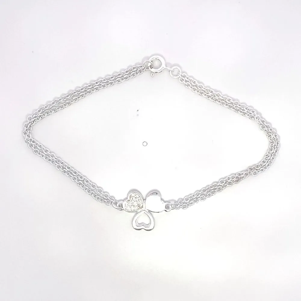 B5129 DBL CHAIN W/CZ/OPEN CLOVER SB 5.1G