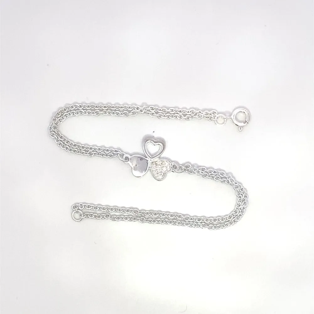 B5129 DBL CHAIN W/CZ/OPEN CLOVER SB 5.1G