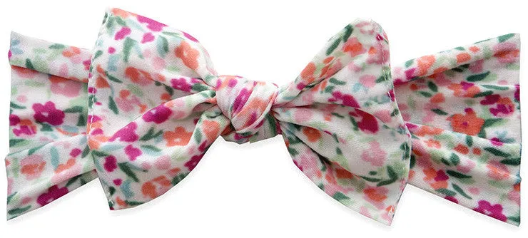 Baby Bling White Floral Scatter Printed Knot Headband