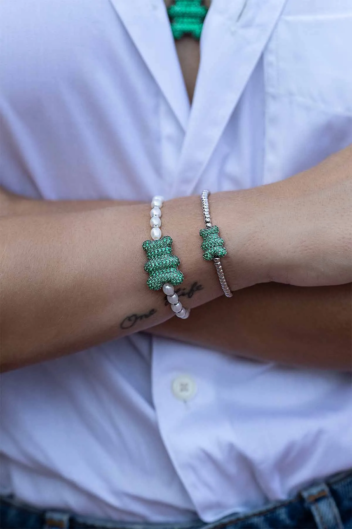 Baby Mint Yummy Bear Bracelet with Beads