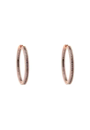 Baguette Large Hoop Large Earrings Rosegold Champagne