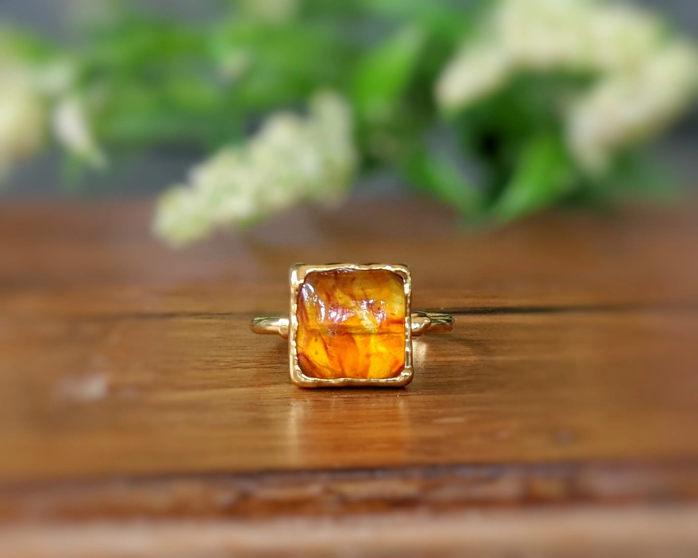 Baltic Amber Gold ring